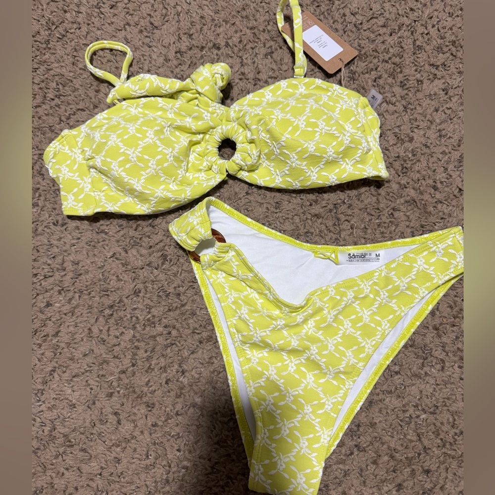 Yellow Patterned Bikini Set